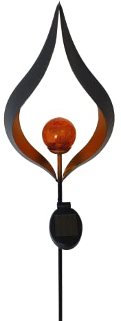 Meinposten Solarleuchte SKY Solar Solarlampe schwarz Metall Höhe 90 cm (Flamme)