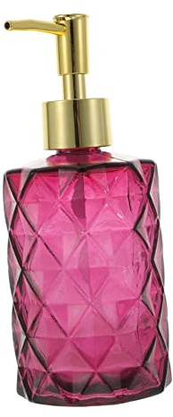 Cabilock Glass Soap Dispenser Pump Bottle 400ml Refillable Purple Press Pump Bathroom Shampoo Conditioner Dispenser for Kitchen and Travel Use