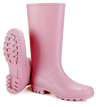Foinledr Stivali Gomma Donna, Antiscivolo Da Pioggia Giardinaggio Scarpe, Rosa, 36 EU