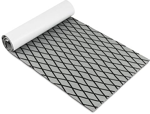 TANGZON 190x70cm/240x90cm EVA Foam Faux Boat Decking, Self-Adhesive Marine Carpeting Mat, Non-Slip Teak Decking Sheet for Swimming Pool Motorboat Kayak Yacht RV (Diamond Pattern, Grey, 190x70cm)