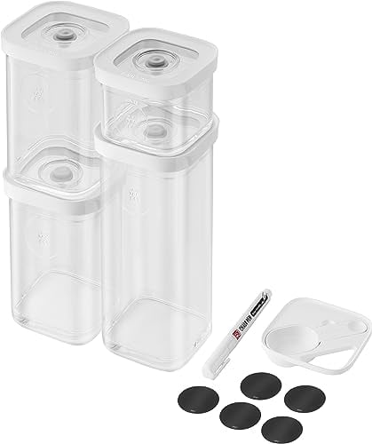 ZWILLING FRESH & SAVE CUBE Set, Größe S, 6-teiliges Aufbewahrungsset inkl. 4x CUBE Vorratsboxen (S, 2x2S, 3S), Messlöffel (3 Größen), 5x NFC-Etiketten, 1x Kreidestift