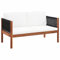 Homgoday Gartensofa mit 2 Sitzplätzen aus massivem Akazienholz, Schlafsofa, Wohnzimmer, Sofa, modernes Sofa