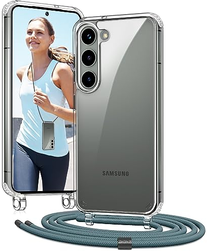 Vaykwo Handykette für Samsung Galaxy S23 6.1 Zoll Hülle mit Band - Necklace Handyhülle - Transparente Case zum Umhängen mit Kameraschutz und Bildschirmschutz - Grün