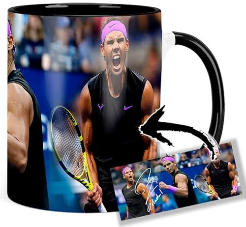 Rafa Nadal Tasse Innen & Henkel Schwarz Keramikbecher Mug