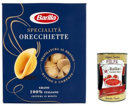 Italian Gourmet Pasta Specialità Orecchiette Pugliesi Nudeln 5 x 500g | Grano duro italiano, raue Oberfläche für sughi ricchi, al dente Genuss nach, Gesamtnettogewicht 2,5 kg + Kostenlos Polpa 400g