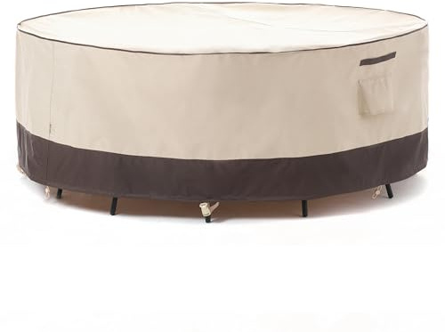F&J Outdoors Abdeckungen für Terrassenmöbel, wasserdicht, UV-beständig, für runde Esstische, 243,8 cm Durchmesser