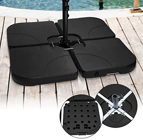 Fiqops Soporte para sombrilla (160 kg, 4 piezas, relleno con agua o arena, 1 unidad)