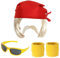 Wrestler-Zubehör-Set für Erwachsene, 1980er-Jahre, rotes Bandana, blonde Perücke, blondes Haar, gelbe Armbänder und gelbe Sonnenbrille, Kostümzubehör-Set für Erwachsene