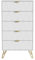 UEV Kommode mit 5 Schublanden, 60 x 34 x 110cm, Aufbewahrungskommode, Modern Schrank, Highboard, Sideboard mit Schubladen, Schmal kommode, Schrank für Wohnzimmer Schlafzimmer,Flur(Weiß)