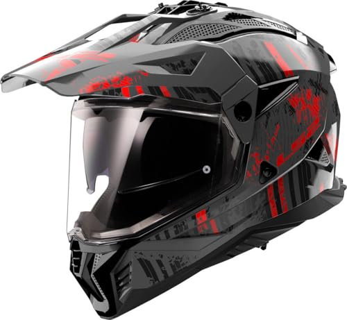 LS2, Motorrad-Crosshelm PIONEER II CRAZY Matt Black Red, 3XL