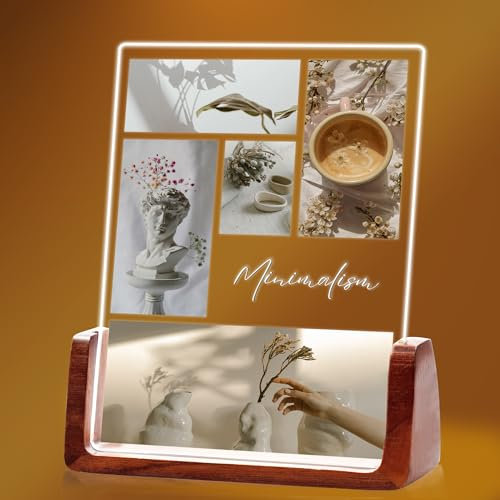 toyofmine personalisierter Fotorahmen Acrylglas Rahmen mit Holzständer - Acryl Glasbild mit eigenem Foto mit - Glasfoto Jubiläumsgeschenk für Paare für Frauen und Männer (4 Größen: 15–25 cm)