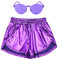 Perfashion Damen Metallic Shorts Sommer Sparkly Hot Outfit Glänzend Kurze Hose, Violett #05, S