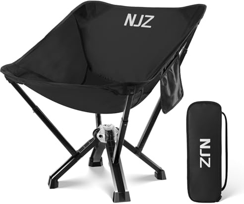 NJZ Campingstuhl Faltbar Stark Robust Leichtgewicht Klappstuhl Camping Leicht Im Freien Schnelle Einrichtung with Tragetasche Faltstuhl Camping für Garten Picknick Angeln Schwarz (Schwarz, A)
