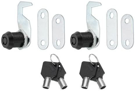 PATIKIL Black Finish Cam Lock 1/8 Inch, 2 Pack Cylinder Cabinet Locks Keyed Alike Zinc Alloy Secure Lock Replacement Set for Tool Box Cabinet Files Drawers Rv Storage Lock