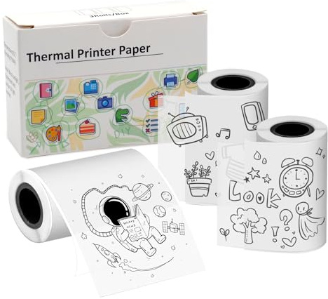 Thermopapier für T02/M02X/M02L/M02S Mini Thermo-Drucker, Transparent für Fotodruck, Studiennotizen, Journale und Mehr,(50mm*3.5m 3 Rollen)