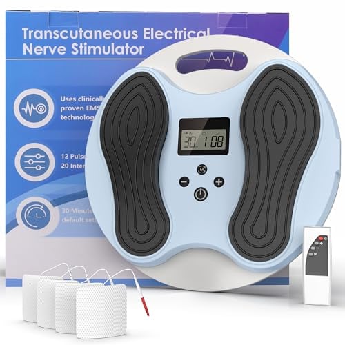Wiederaufladbar Durchblutungs-Stimulator Beine & Füße, EMS & TENS Fußmassagegerät, Entlastet: Schmerzen, Unbehagen, Müdigkeit, Wundsein, Mit 20 Intensitäten und 12 Modi