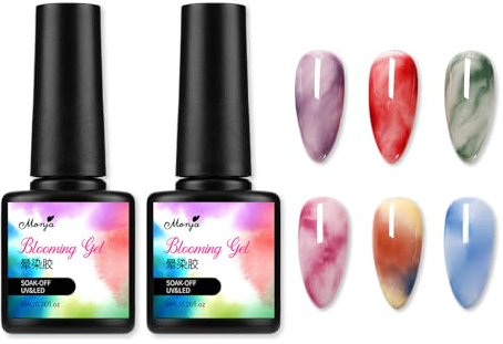 Blooming Gel-Nagellack, 2 Stück, transparent, UV-LED, Soak-Off, Nagelkunst-Nagellack für Streueffekt, Glanz-Finish, langanhaltender Marmor-Nagellack für Nagelkunst, Design, Salon, Zuhause, DIY