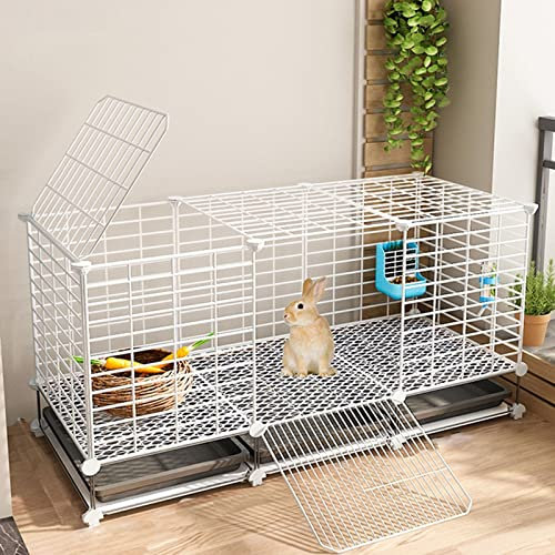 Kaninchenkäfig für den Innenbereich, Häschenkäfig, Kleintierkäfig mit Zubehör für drinnen und draußen für Eichhörnchen/Meerschweinchen/Häschen/Katze/Hund/Kaninchen (Farbe: C2, Größe: 111 * 3