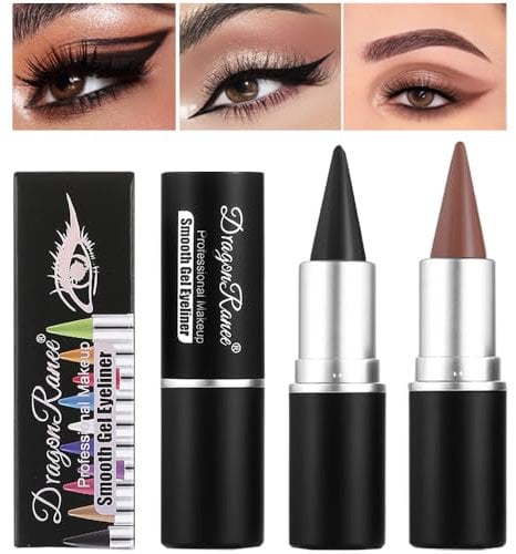 Dulele 2 Colors Natural Cream Waterproof Smudge Proof Eye Liner - Multi-Use Eyeliner Stick & Face Paint Stick Makeup - Eye-liners for Women Girls (Black & Coffee)