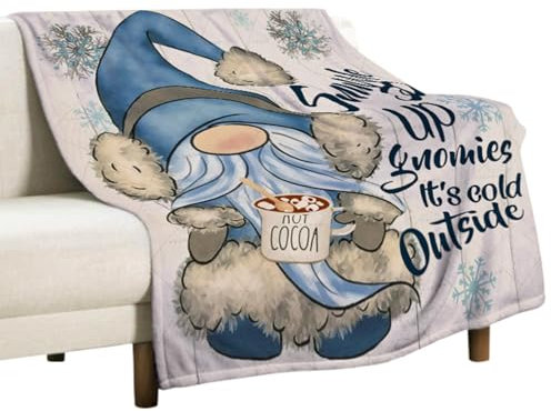 Gnome saisonale Decke – bequeme Gnome-Decke | Winterdecke aus Flanell mit saisonalem Motiv, bequeme Winterdecke in Gnom-Form P