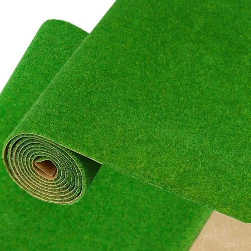 YANJINGHE Tapis de pelouse pour modélisme ferroviaire 100 x 41 cm Tapis d'herbe Aménagement paysager, Modèle De Gazon, Décoration de Gazon Artificiel pour Modèle de Paysage, Jardin, Balcon (Vert A)