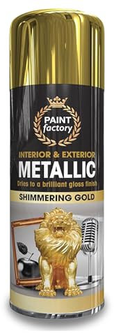 AOC24 - Metallic Shimmering Gold Spray Paint 400ml - Multipurpose Aerosol Spray Paint Shimmering Gold - Gloss Finish Use On Metal, Wood, Plastic, Furniture - Spray Paint Interior Exterior (1)