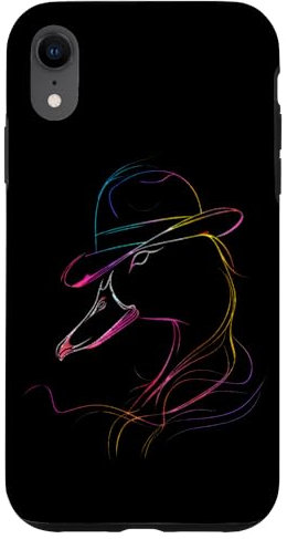 Colorful Duck With Hat Line Art Style Case for iPhone XR