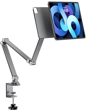 LULULOOK Magnetic Stand Only for iPad Pro 11 inch M4(2024)/M5(2025), Aluminum Alloy Arm Adjustable Tablet Stand for Kitchen Office Desk Stand Mount Clamp for iPad Pro 11'' M4/M5