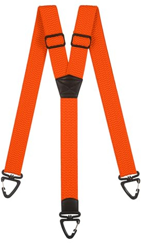 Olata Men's Y-Shape Plastic Carabiner Clip Braces, 40mm | Adjustable 40mm Y-shape braces with carabiner clips and leather crossover; secure for work or smart wear.