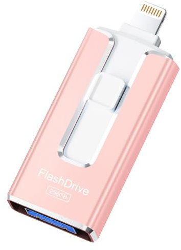 SUDEHO USB Stick 256 GB für iPhone, MFi-zertifizierter 4-in-1 Speicherstick für iPhone/iPad/Android/PC, Flash-Laufwerk mit Plug-and-Play Backup für Fotos & Videos, schnelle Übertragung, Rosenpink