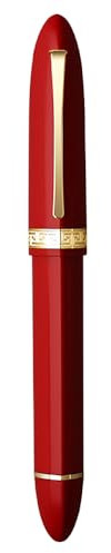 erofa Majohn V60 - Penna stilografica a stantuffo con pennino fine, in resina triangolare, colore rosso dorato, set per ufficio, con confezione regalo