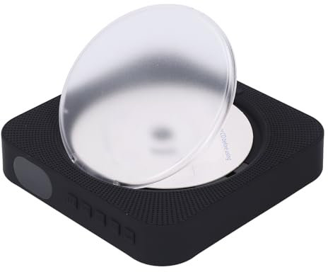 -CD -Player mit Lautsprechern, Tragbarem Desktop -CD -Player für zu Hause, mit Schutzabdeckung, Fernbedienung, Verbindung mit Smartphones, Tablets, Laptops Herstellen (Black)