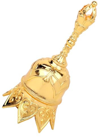 Gosknor Kupferlegierung Handglocke, Super Laute Goldene Handglocke Kleine Lotus-Klingel für Senioren Bettseite Abendessen Meditation Kirche & Hochzeitsgeschenk