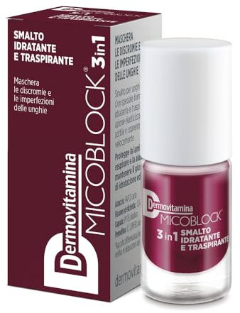 Dermovitamina Micoblock 3in1 Smalto Onicomicosi - Prugna - Smalto Curativo per Unghie - Tratta i Micosi Unghie Piedi - Rinforzante Unghie - 16 Colorazioni Disponibili - 5 ml