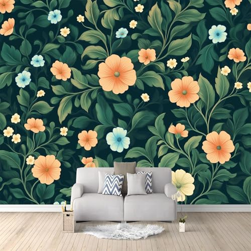 William-Morris-Blumen Tapete Fototapete 3d Effekt 400 x 280 cm (B x H) Vlies Tapeten mit Geruchsfreiheit Wandposter Wandkunst, Mehrfarbig Wandbild Wanddeko für Wohnzimmer Schlafzimmer