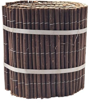 Willow Roll Lawn Edging 2M – Natural Willow Wood Garden Border with Metal Ties, 20cm High (Brown)