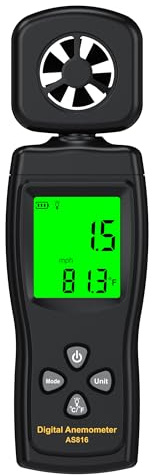 NOPWOK 3 in 1 Handheld Digital Anemometer Wind Meter,High Precision Wind Speed Measuring, Digital Wind Speed Meter with Backlight for HAVC,Sailing,Fishing