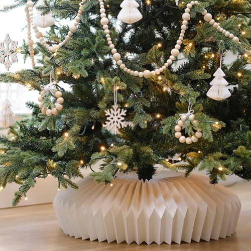 Gdfnmogo Weiße Origami Art Weihnachtsbaum Rock, 60cm Durchmesser Elegante Basis mit Magnetverschluss für Feiertagsdekoration