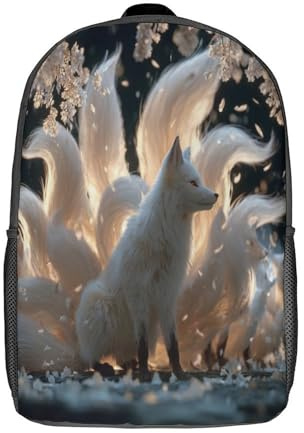 kaiyun Fuchs with Nine Gorgeous Tails Rucksack Teenager Für Schule Und Reise Mit Schönem Dreidimensionalem Bild Ideal 17inch