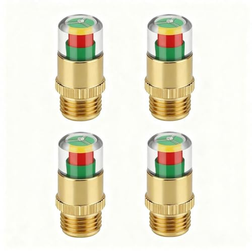 4Pcs Smart Tyre Pressure Monitor Valve Caps, 2026 New Copper Tyre Pressure Sensor, Tyre Pressure Caps for Cars, Trucks, SUVs (Gold) coppertirePressureCap