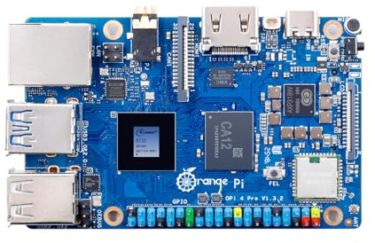 Orange Pi 4 Pro 6GB LPDDR5 8 Core 64 Bit Single Board Computer, 3TOPS AI NPU Allwinner A733 WiFi 6 e Bluetooth 5.4 Frequenza 2.0GHz Mini PC Run Android, Linux, Orange Pi OS