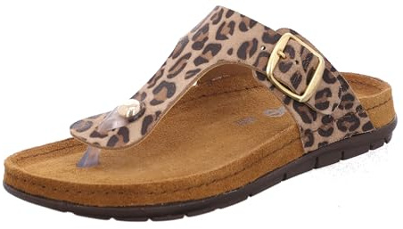Rohde Damen Pantolette Leder Zehentrenner mit Leopardenmuster Rodigo-D 5891