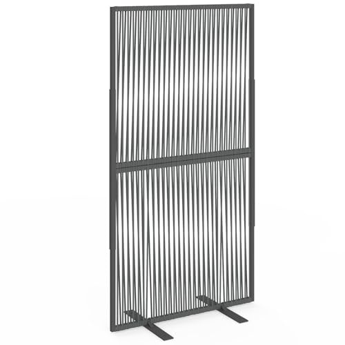 IDMarket - Paravent außen Durchbrochene dekorative Klaustra 80 x 150 cm Rio Seil Rattan-Effekt und Metall anthrazitgrau
