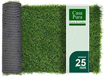casa pura Rasenteppich Kunstrasen - Höhe: 25mm - Luxury Class - Windsor - Kunststoffrasen für Garten, Balkon & Terrasse (100 x 400 cm)