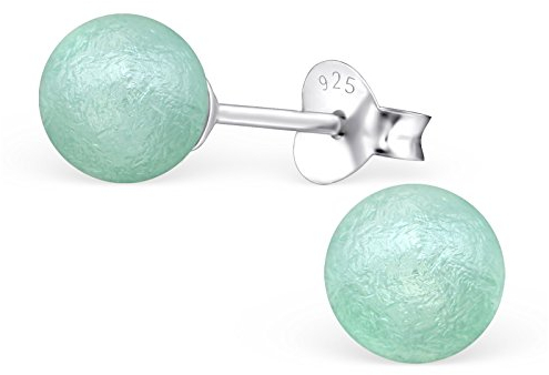 Laimons Pendientes para mujer Esfera Cepillado Verde menta Plata de ley 925
