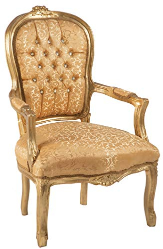 Maxioccasi Sessel Barockstil Gold Stuhl mit goldenen Armlehnen