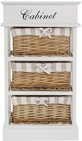 elbmöbel Regal Körbe 70x38x28cm Kommode Schrank Nachttisch in weiß braun Korbregal Holz Bad, Größe:Klein