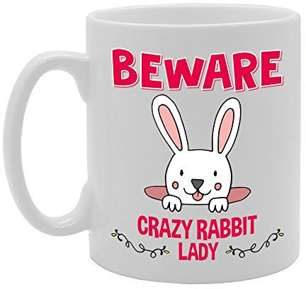 Coralgraph Inc MG4229 Beware Crazy Rabbit Lady Novelty Gift Printed Tea Coffee Cermic Mug