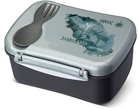 Carl Oscar schwedische Design Lunch Box - Bento Box Brotzeitdose Lunchbox mit Kühlakku und Besteck hält mehrere Stunden kühl, 17 x 12,5 x 8 cm grau