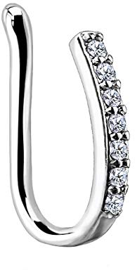 eeddoo® FAKE CLIP ON NASENPIERCING aus EDELSTAHL mit Kristallbogen